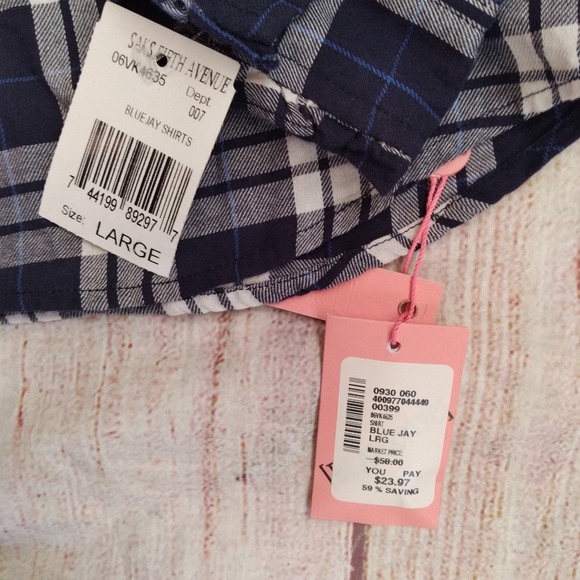 Blank NYC plaid blue jay button down shirt sz 7 NWT - Picture 5 of 5